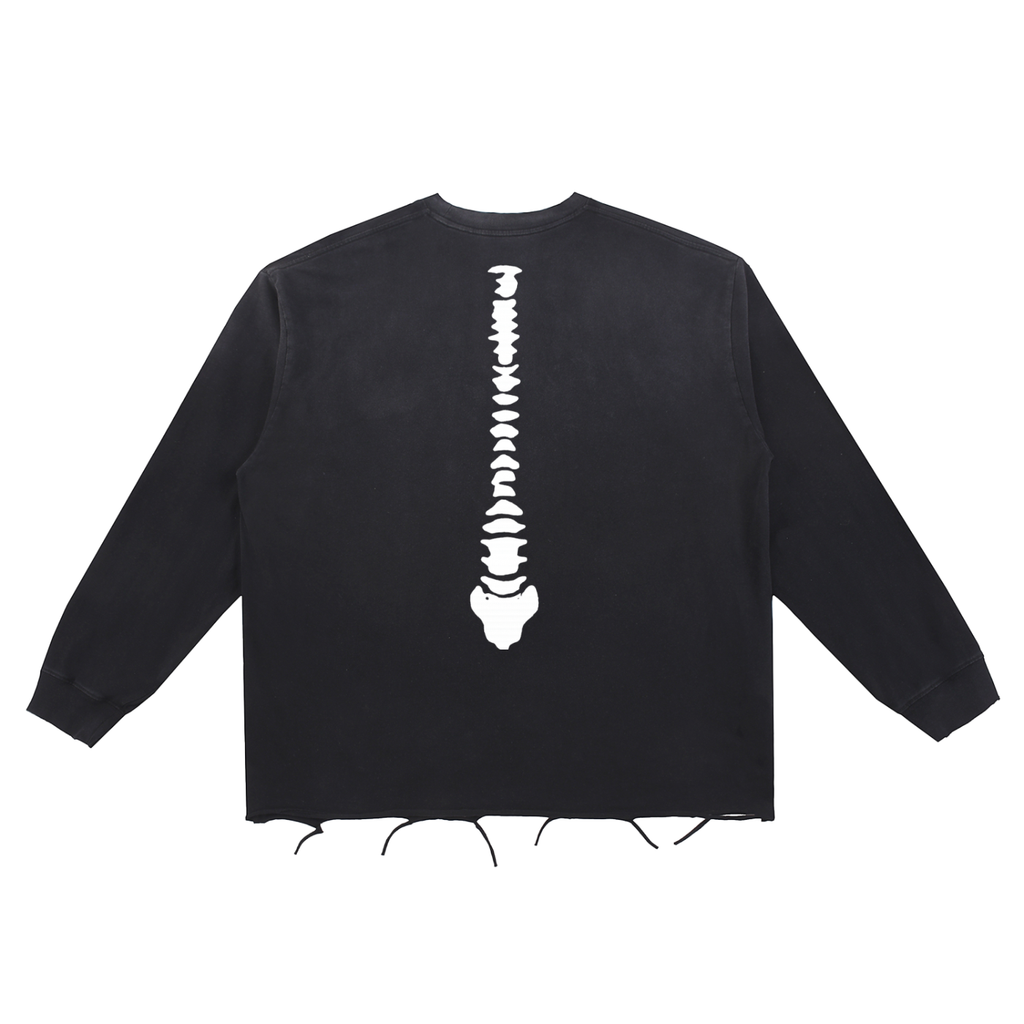 Snow Wash Raw Edge Cotton T-Shirt