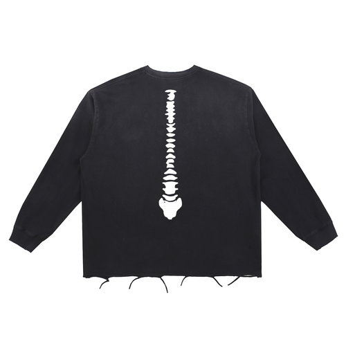 Snow Wash Raw Edge Cotton T-Shirt