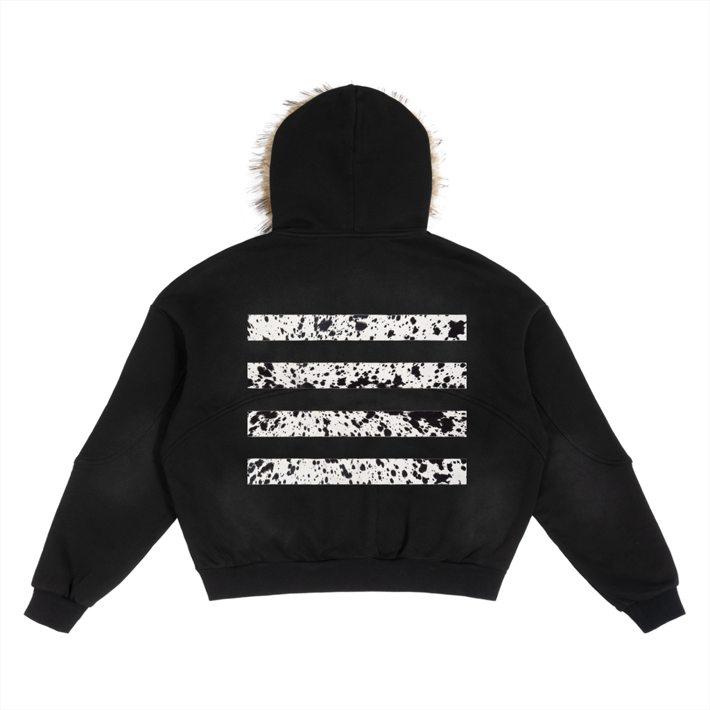 Sun Fade Boxy Detachable Fur Hoodie