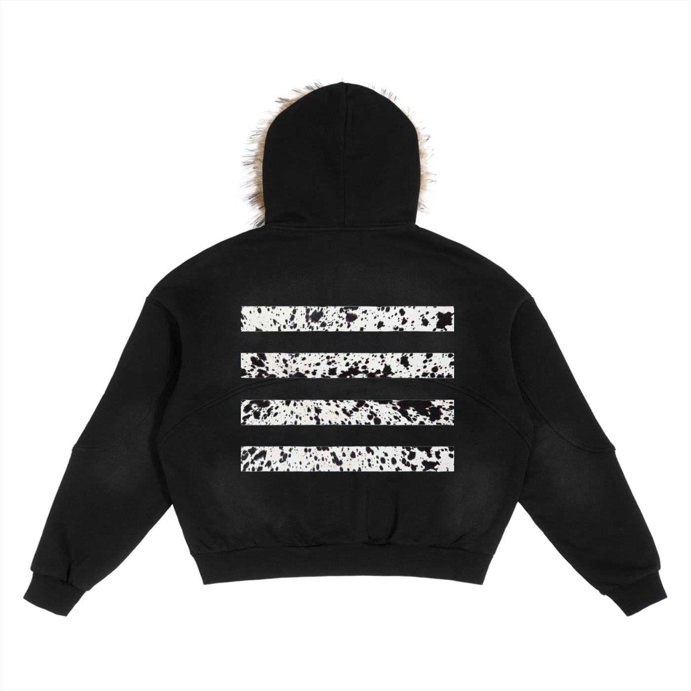 Sun Fade Boxy Detachable Fur Hoodie